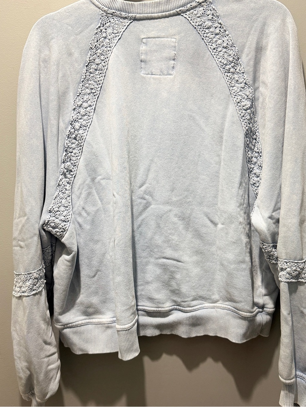 Aerie Hey Crochet Sweatshirt - Light Blue with Lace - Picture 3 of 5